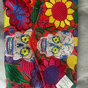 Embroidered Sugar Skull Clutch